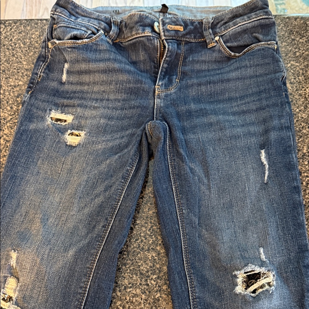 SKINN Distressed Dark Blue Skinny Jeans